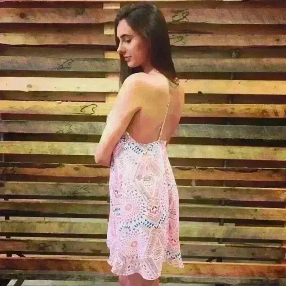 LAKEFIELD & CO.  | Women's Bright Neon Patterned Racerback V-Neck Dress - Picture 2 of 6